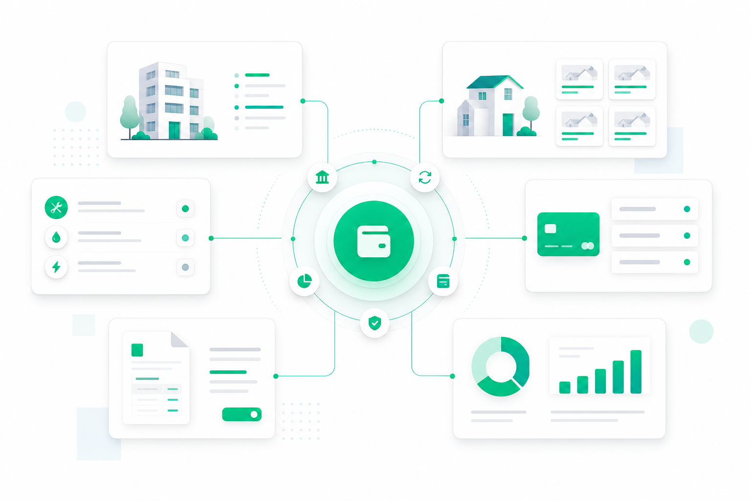 Connected property management workflows centered around finance